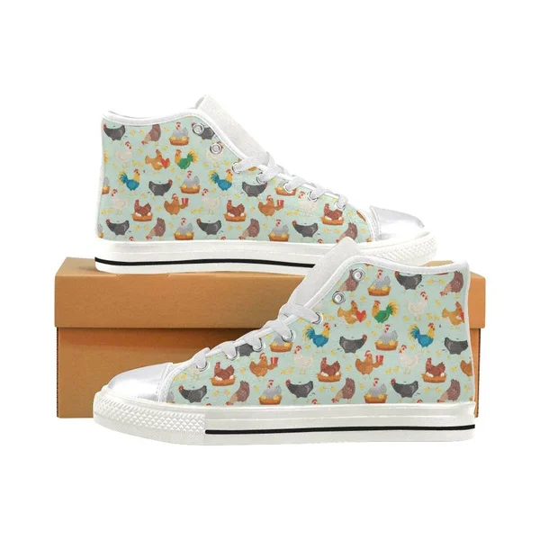 Chicken Pattern Print Design 07 Women High Top Shoes