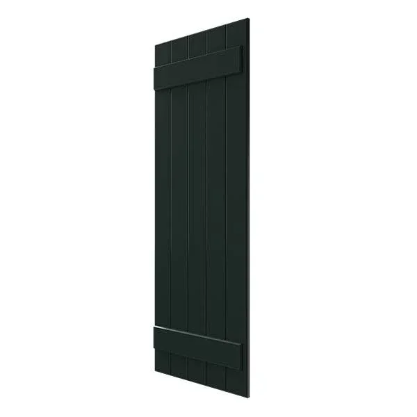 Ekena Millwork CWB18X065DGC 18x22W x 65x22H Exterior Five Board (2 Batten) Composite Board-n-Batten Shutters (Per Pair), Black F
