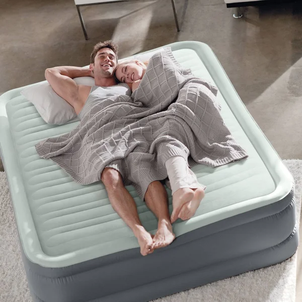 Intex Premaire I Fiber-Tech Elevated Airbed Mattress with Built-in Pump, Queen