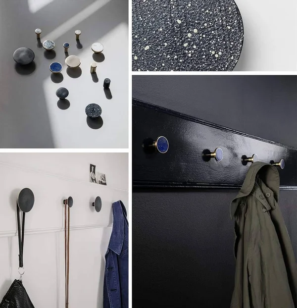 Ferm Living Hook - Large, Steel - White Marble