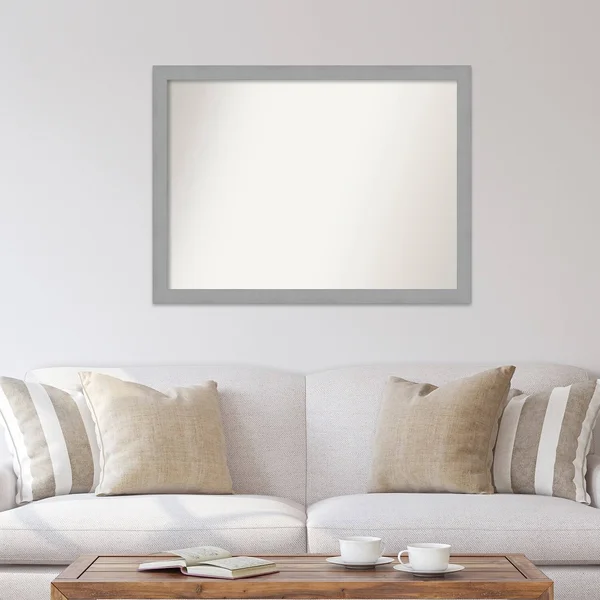 Amanti Art Medium Rectangle Brushed Nickel Contemporary Mirror (32.5 in. H x 49.5 in. W)