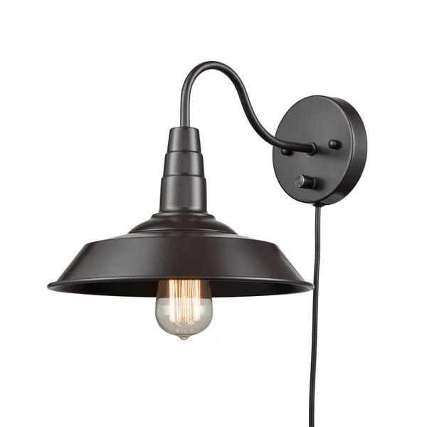 Industrial Plug-In Wall Sconce Bronze Gooseneck Metal Shape