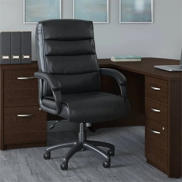 Scranton & Co High Back Leather Executive Office Chair in Black
