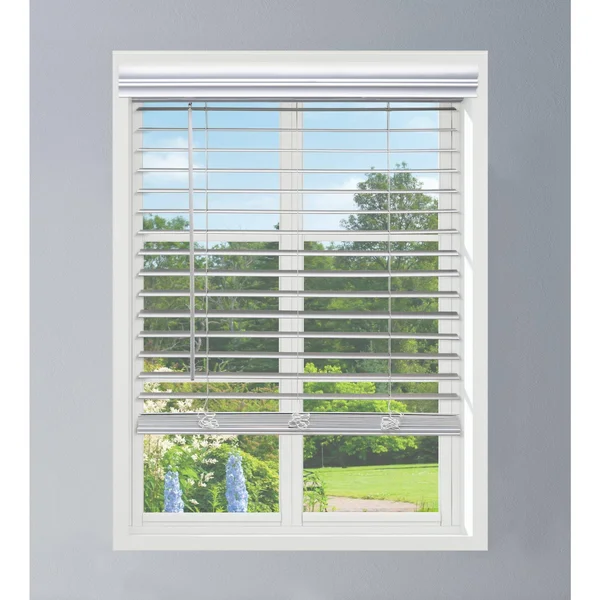 Linen Avenue Custom Cordless Partial Inside Mount Faux Wood Blinds, 21.5 W x 72 H, White