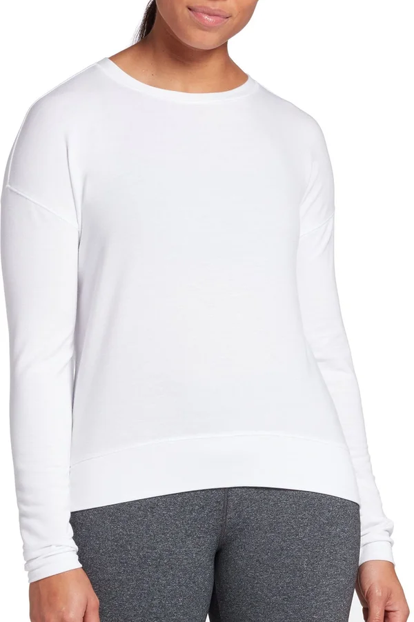 Calia by Carrie Underwood Women's Lightweight French Terry Long Sleeve Shirt - Medium, Pure White