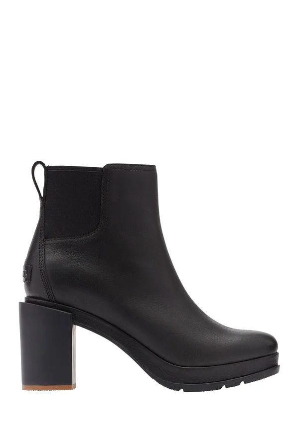 Sorel Blake Womens Leather Ankle Chelsea Boots, Black