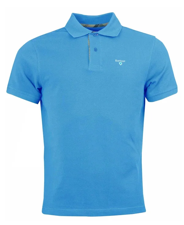 Barbour Tartan Pique Polo Shirt Delft Blue Size: Size 3XL