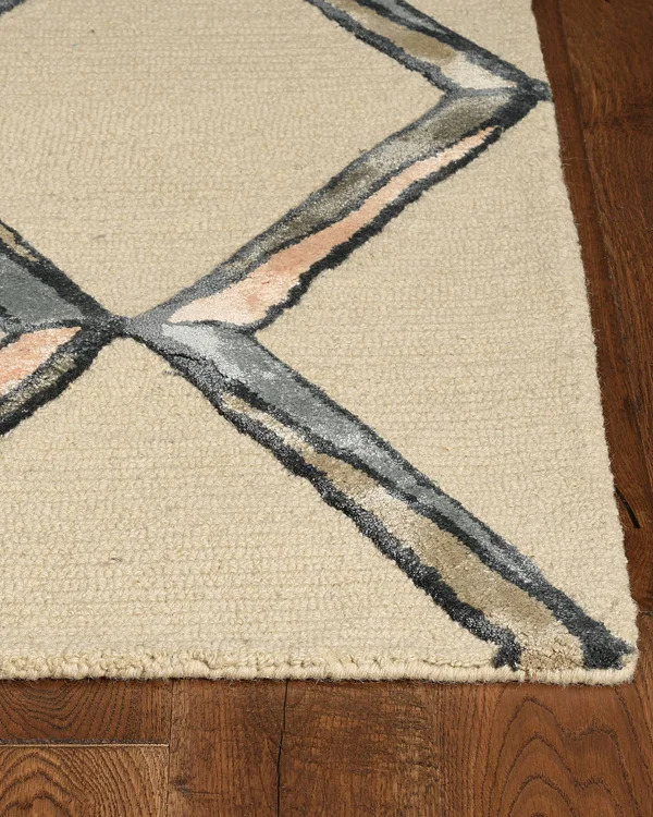Kas Libby Langdon Upton 4307 Putty/Slate Mod Scape Area Rug 2&3x22 x 8& Runner