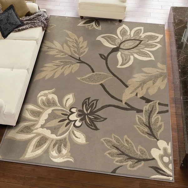 Carolina Weavers Finesse Collection Floweret Grey Area Rug - 5&3 x 7&6 (5 ft 3 in x 7 ft 6 in)