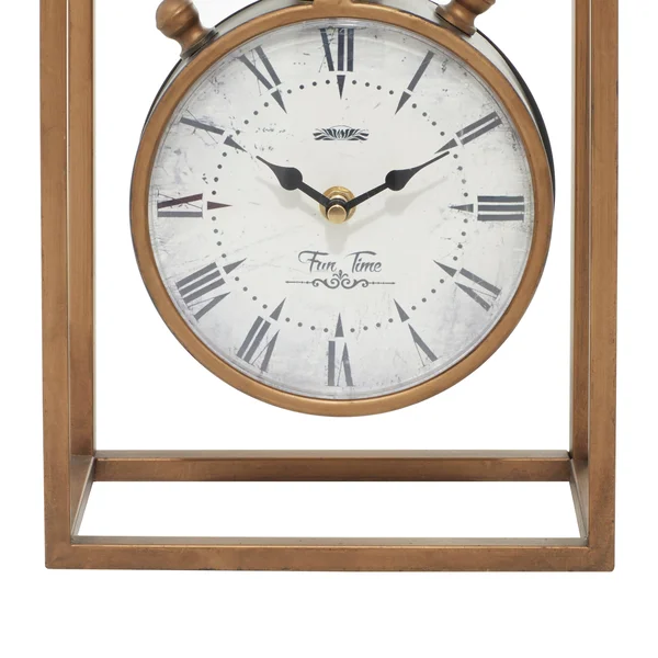 Copper Grove Chatfield Unique Metal Table Clock Brown