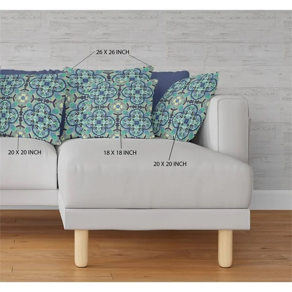 Clover Leaf Floral Broadcloth Zippered Pillow Aqua Indigo 16x22x16x22