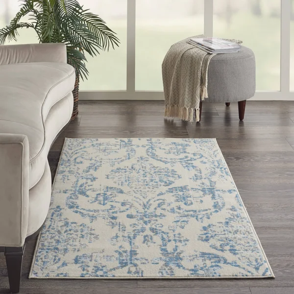 Nourison Jubilant JUB09 Area Rug, Ivory Blue, 7& x 10&