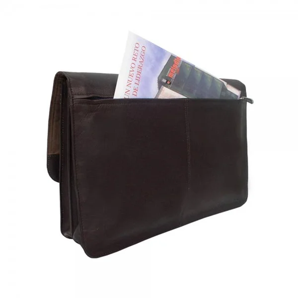 Piel Leather Three Section Flap Portfolio Black