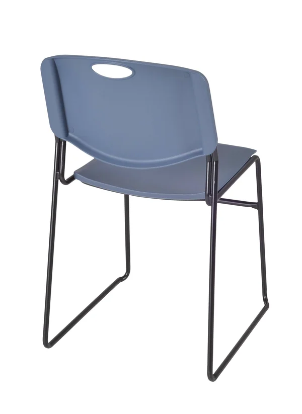 Cain 42x22 Square Breakroom Table- Mocha Walnut & 4 Zeng Stack Chairs- Blue - Regency - TB4242MW44BE