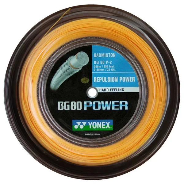 Yonex BG80 Power Badminton String - 200m Reel - Color- Orange