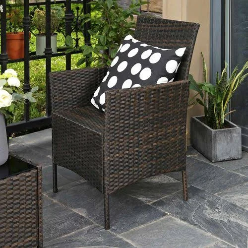 SONGMICS Patio Furniture Set - PE Wicker Outdoor Furniture, for Porch Deck Backyard Outside Use, Brown and Beige UGGF002BR1