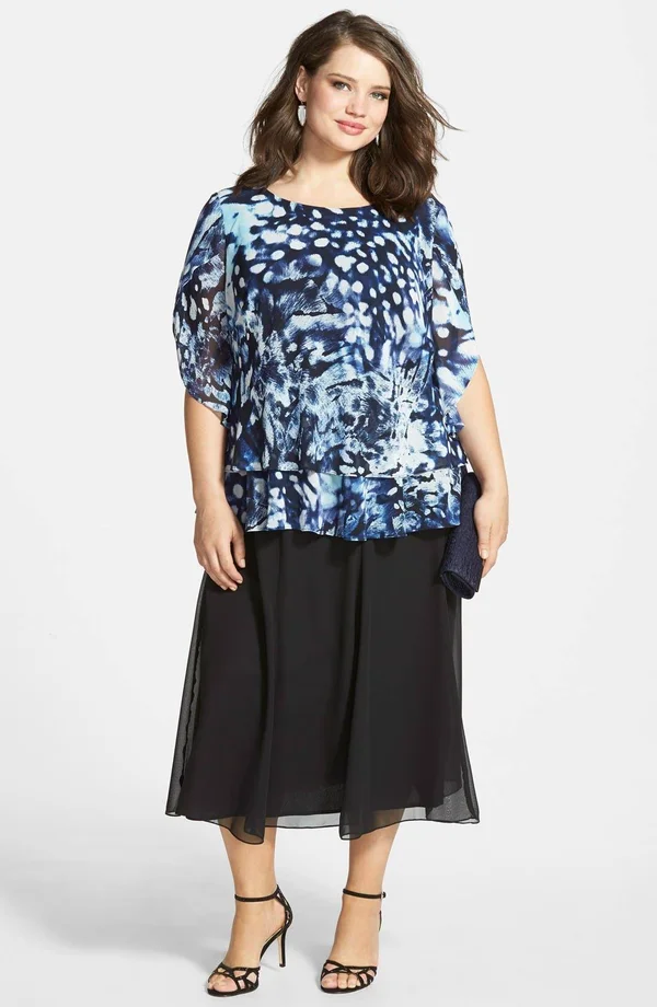 Plus Size Women's Alex Evenings Chiffon Skirt - 1x - Black