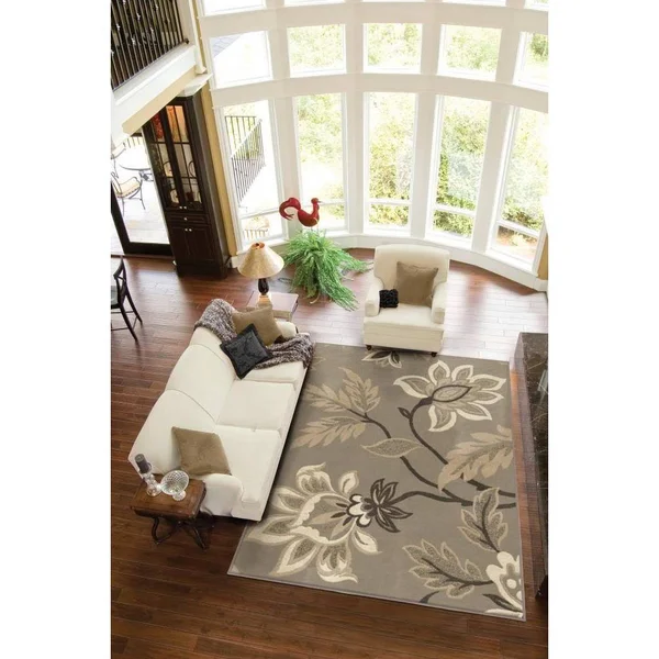 Carolina Weavers Finesse Collection Floweret Grey Area Rug - 5&3 x 7&6 (5 ft 3 in x 7 ft 6 in)