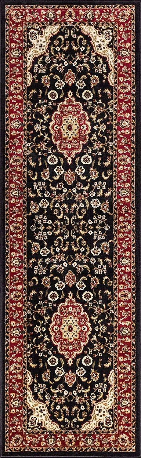 Well Woven Barclay Medallion Kashan Black Traditional Area Rug 5&3x22 Round