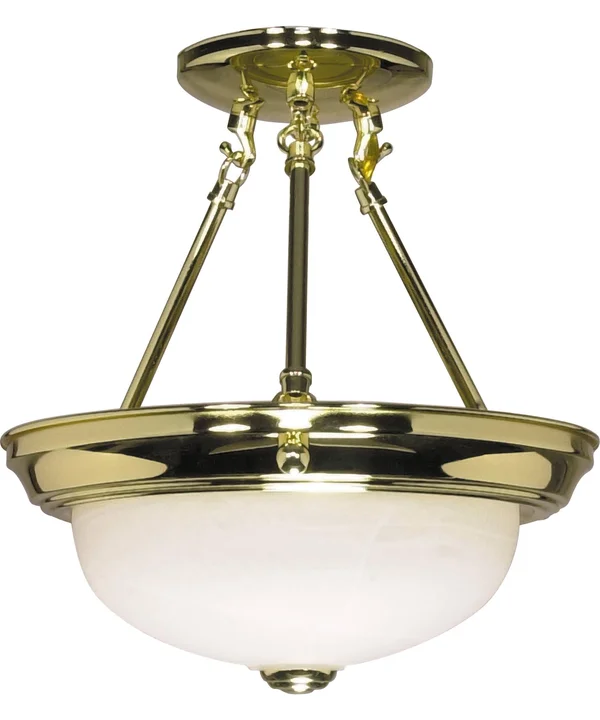 Nuvo Lighting 2 Light - 11x22 - Semi-Flush - Alabaster Glass Polished Brass 60/216