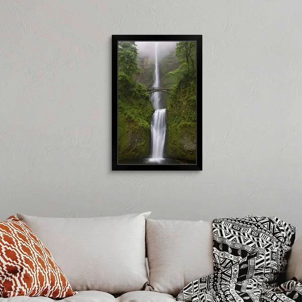 Oregon - Multnomah Falls, Columbia River Gorge Region, Black Framed Wall Art, 20x30, Great Big Canvas