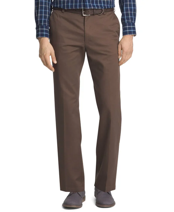 Izod Men's American Straight-Fit Flat Front Chino Pants - Brown