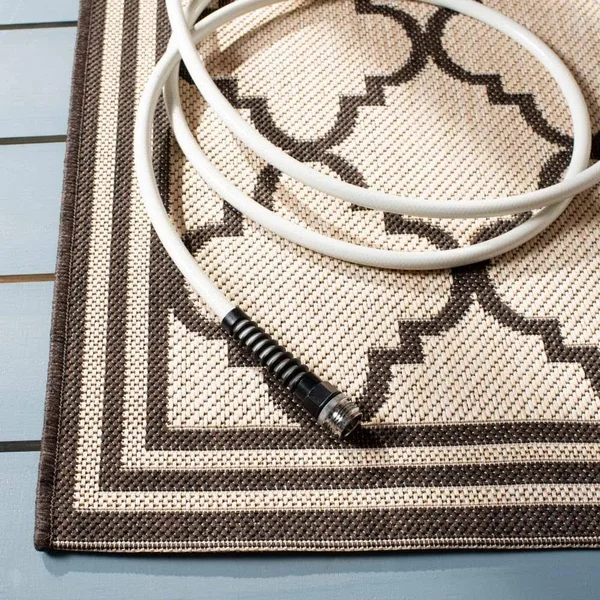 Safavieh Beach House Cream/Brown 9 ft. x 12 ft. Trellis Indoor/Outdoor Area Rug