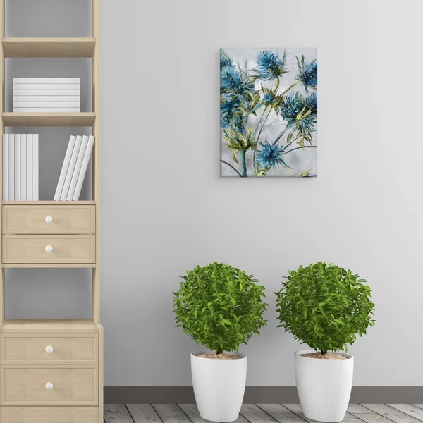 Indigo Blooms by Studio Arts Canvas Art Print, Size: 24 x 36