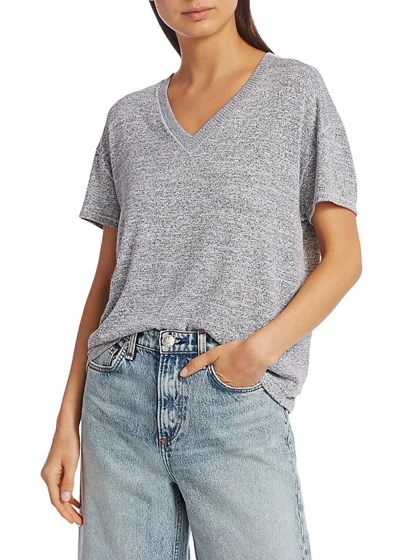 Rag & Bone Women's Avryl V-Neck T-Shirt 0400012129014 - Large, Light Heather Grey