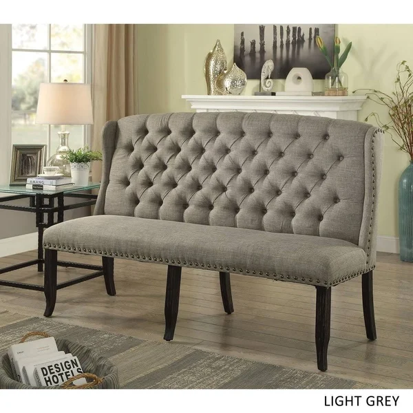 Furniture of America Linen Upholstered Loveseat - Dark Blue