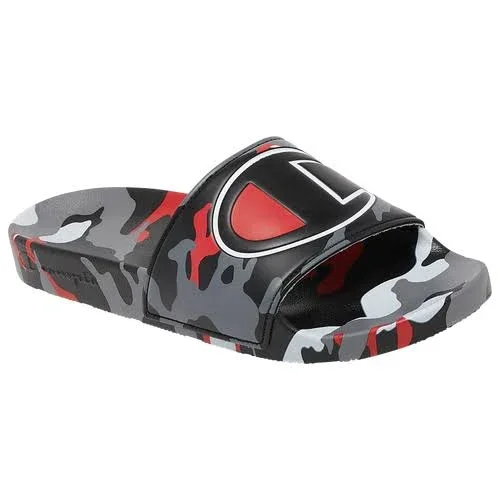 Champion Men's IPO Camo Slide Sandals in Grey/Black Size 12.0