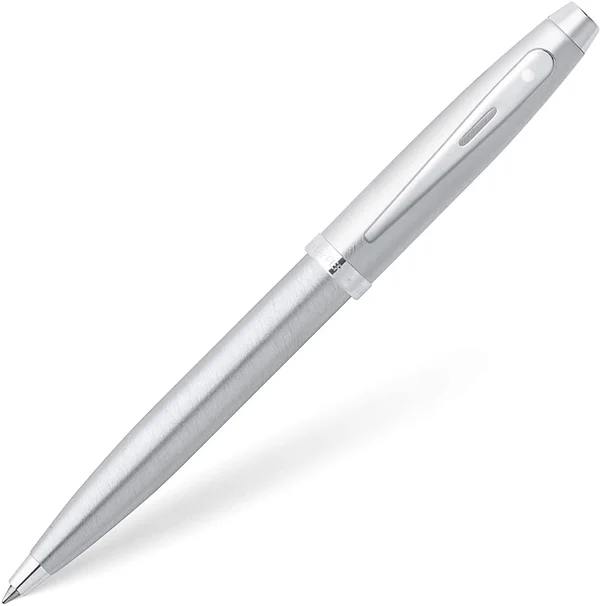 Sheaffer 100 - Refillable Ballpoint Pen, Brushed Chrome, Chrome Trim