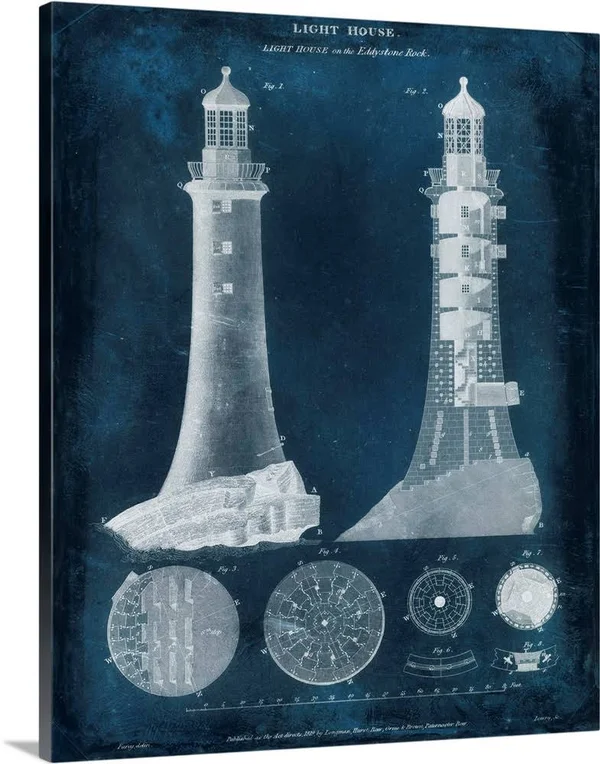 Lighthouse Blueprint, Canvas Wall Art, 36x45, Great Big Canvas