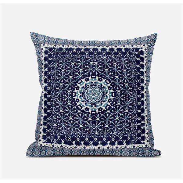 Amrita Sen Designs Holy Tie Die Flower Suede Zippered Pillow W Insert in Sea Green Red 16 x 16