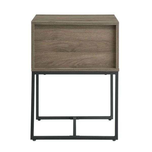 Visconti Boho Slat Pull Down Door Side Table Slate Gray - Saracina Home