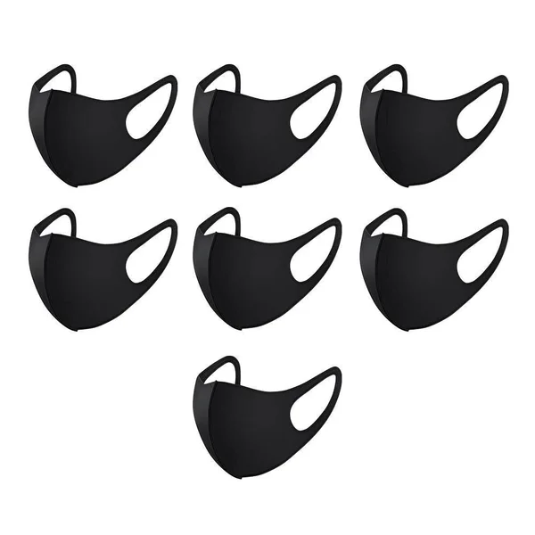 Luna Bazaar 7-Day - 1-Week Pack of Black Comfortable Face Masks Coverings 3-Ply Washable Reusable (3 Sizes Avail) Adult