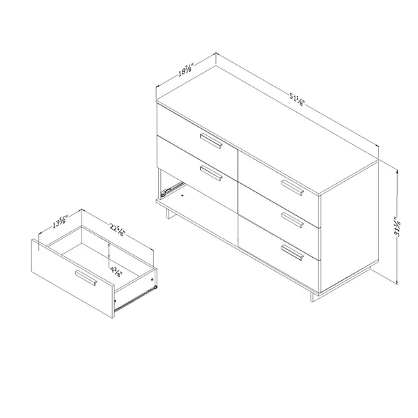 South Shore Cavalleri 6-Drawer Double Dresser - Gray Maple