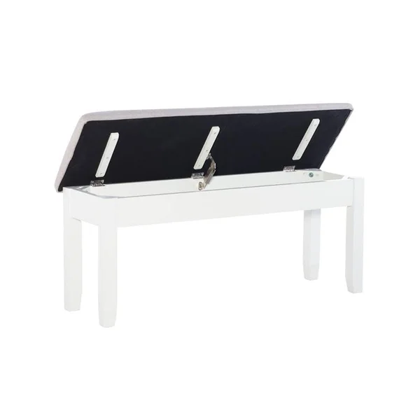 Bowery Hill Wood Dining Bench in Smokey White and Gray