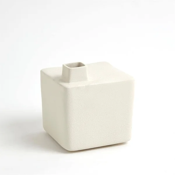 Studio A Square Chimney Vase - White - Med - Topography Home