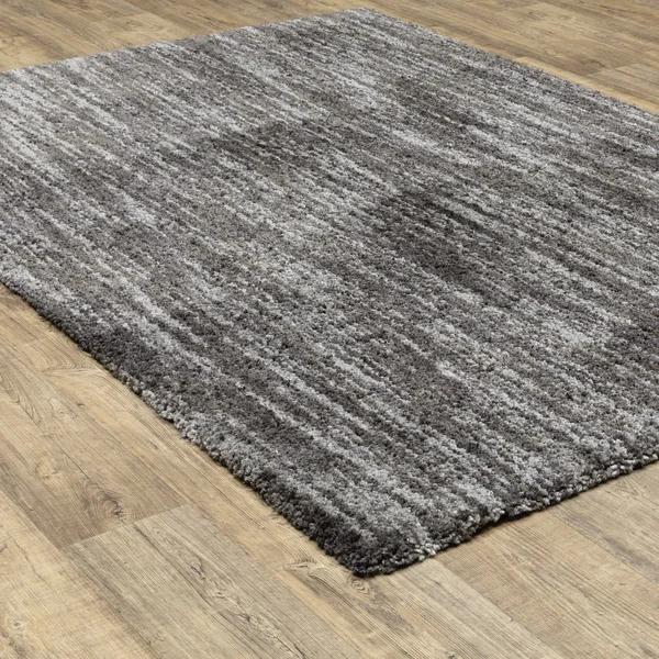 Archer Static Abstract Shag Area Rug - 2&3x22 x 7&6x22 - Charcoal/ Grey