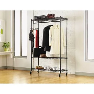 Alera Wire Shelving Stand Alone Garment Rack, Black