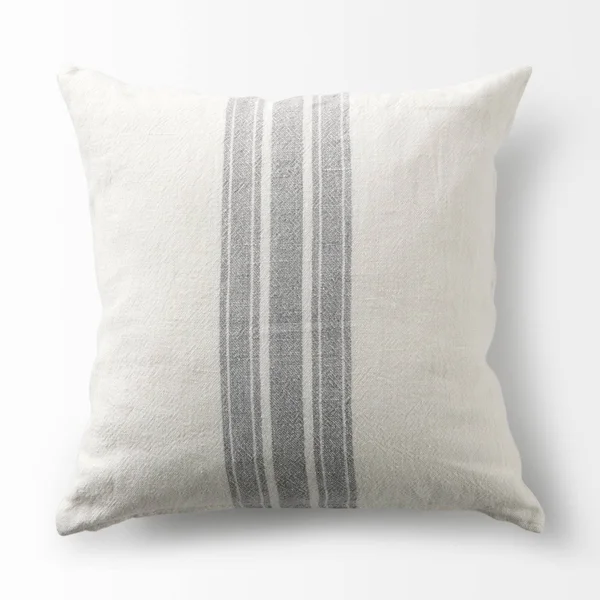 Mercana Patrice White and Gray Stripes Decorative Pillow Cover 68872