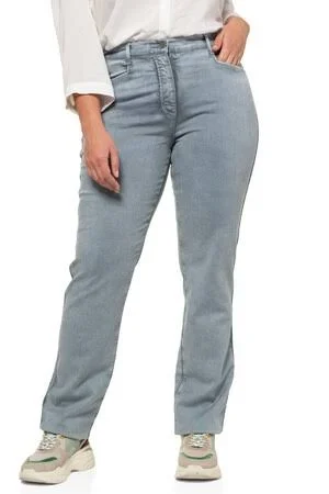 Plus Size Pants - Woman, Grey, size: 32, cotton/elastane, Ulla Popken