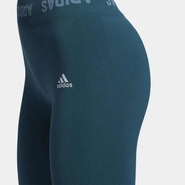 Adidas Women's Training Aeroknit Cropped High-Rise Tights in Blue/Wild Teal Size Small - Nylon/Polyester/Knit