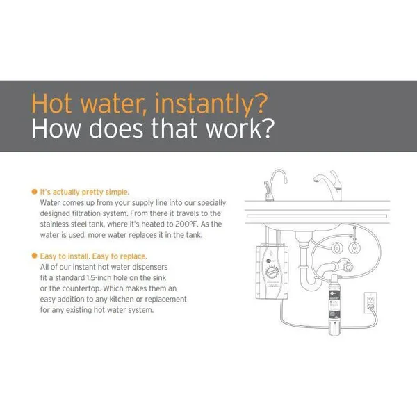 Insinkerator F-HC3300SN Indulge Modern Instant Hot and Cold Water Dispenser, Satin Nickel