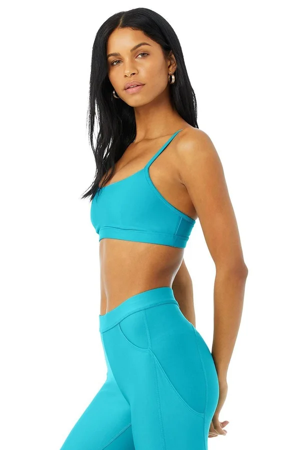 Alo Yoga, AirLift Intrigue Bra in Bright Aqua, Size: Large