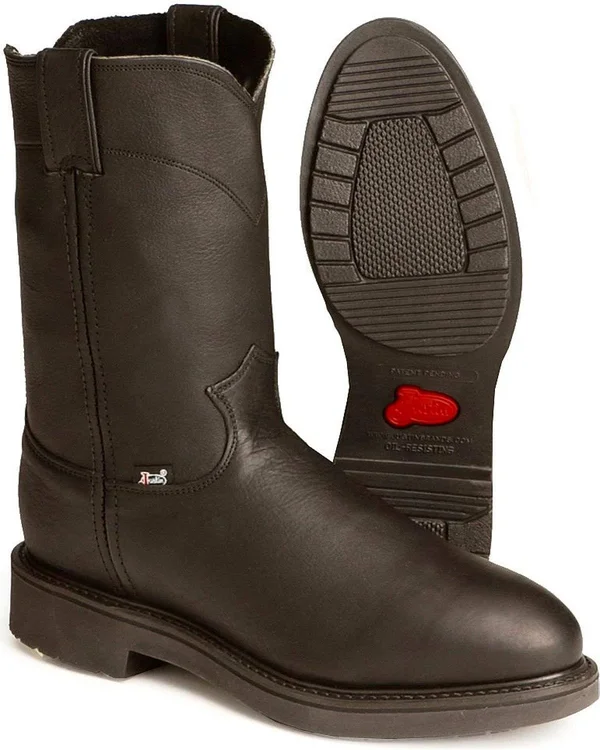 Justin Men's Conductor Black Pull on Work Boots - 4763 - Size 10.0