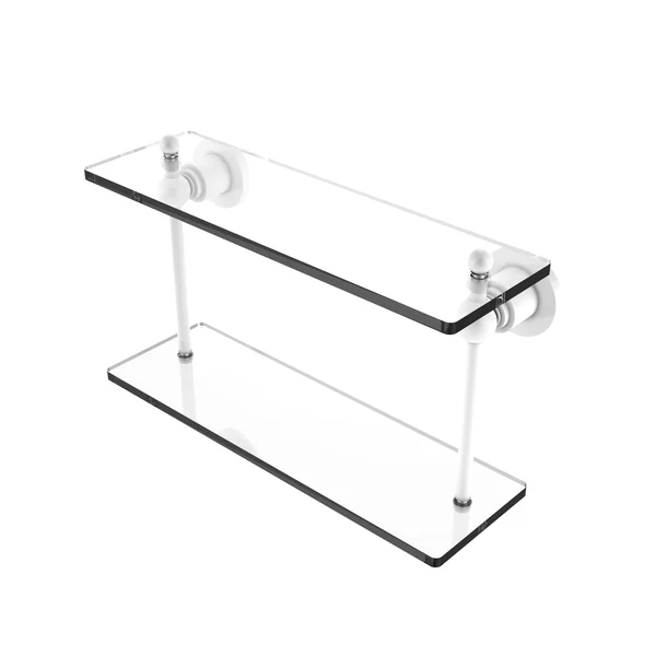 Allied Brass Astor Place Collection 16 inch Two Tiered Glass Shelf Matte White - 16 Inches x 5 Inches
