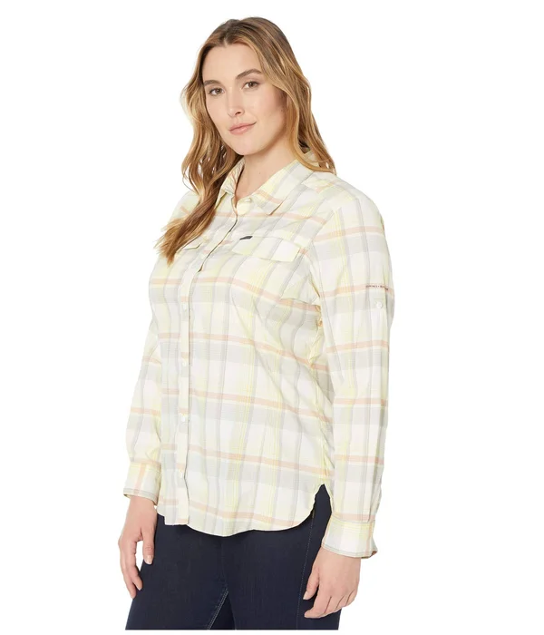 Columbia Plus Size Silver Ridge Lite Plaid Long Sleeve Dark Coral Medium Multi Plaid, 2x