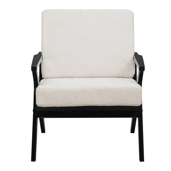 Texture and Natural Wood Frame Accent Chair - Grey